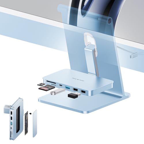 iMac Accesorios para iMac 24" 2021/2023/2024, USB C Hub para iMac M1/M3/M4 & Studio Display 27", iMac USB HUB con USB A/C 10 Gbps, SD/TF, M.2 SSD Case (SSD no Incluido), Adaptador iMac